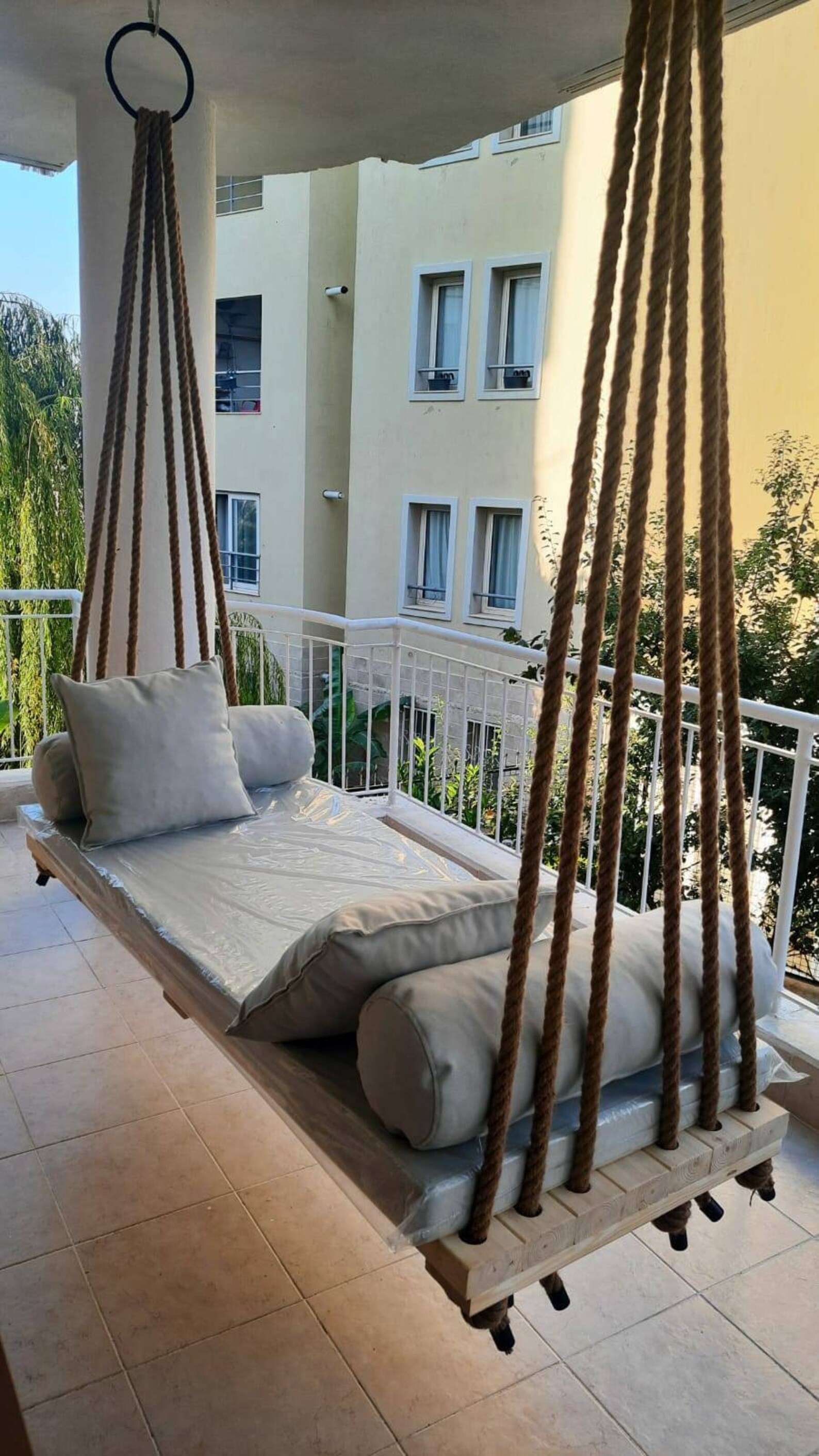 Porch Swing Bed / Patio Swing Sofa Rope and Wooden Famly Etsy