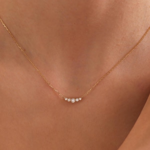 Tiny Gold Necklace, Dainty Gold Necklace, Gold Necklace, CZ Necklace, Simple Necklace, Minimalist Necklace, Gifts for Her, Dainty Necklace