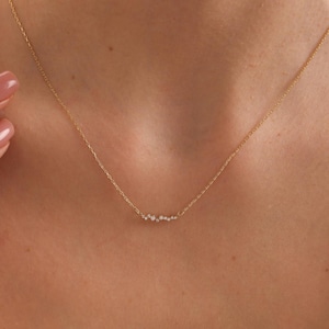 Elegant Diamond Smile Necklace for Wedding, Minimalist Diamond Necklace, Dainty Diamond Necklace, Wedding Necklace, Bridesmaid Gifts