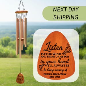 Memorial Wind Chimes, Personalized Listen to the Wind Sympathy Wind Chime, In Memory of Wind Chime, Remembrance Gift, Bereavement Gifts