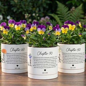 Personalized Birth Flower Plant Pot, Custom Name Chapter 70 Planter (6" Earthenware)