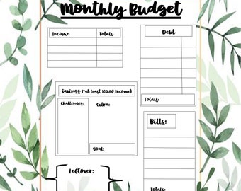 Monthly Budget Savings Planner