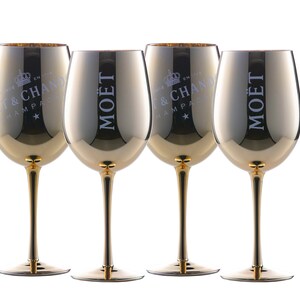 Moet & Chandon glasses pink/gold/blue/rose gold 4x