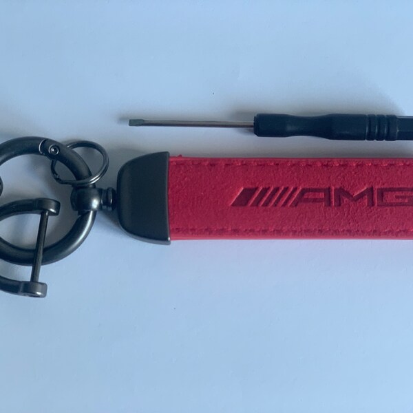 AMG Mercedes Benz key fob leather red