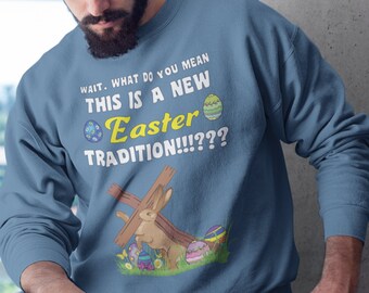 Funny Easter, sarcastic Christian, hare, bunny with cross, atheist joke, Unisex sweatshirt