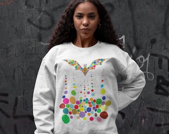 Colorful Dot Art Bat Sweatshirt - Unisex Graphic Pullover