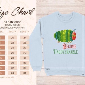 Cute Caterpillar Graphic Sweatshirt, Funny Become UnGoverNable Sweater, Novelty Crewneck Pullover Gift, Unique Graphic Jumper