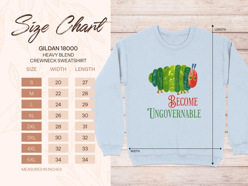 Cute Caterpillar Graphic Sweatshirt, Funny Become UnGoverNable Sweater, Novelty Crewneck Pullover Gift, Unique Graphic Jumper