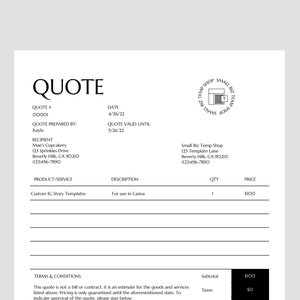 Quote Template for Word Google Docs Acrobat Reader zdjęcie 5