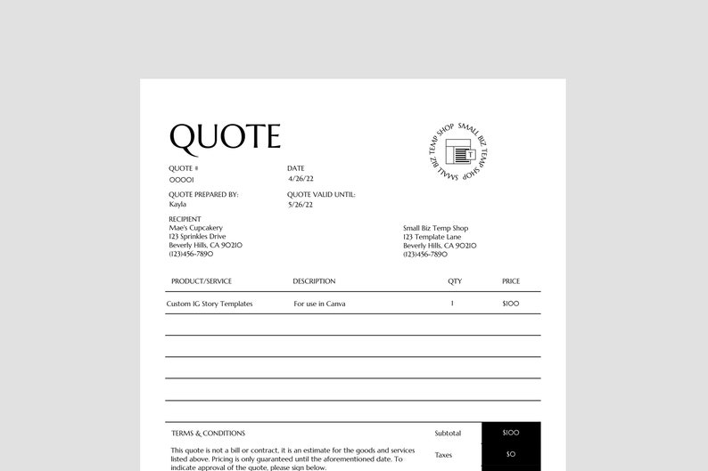 Quote Template for Word Google Docs Acrobat Reader zdjęcie 5