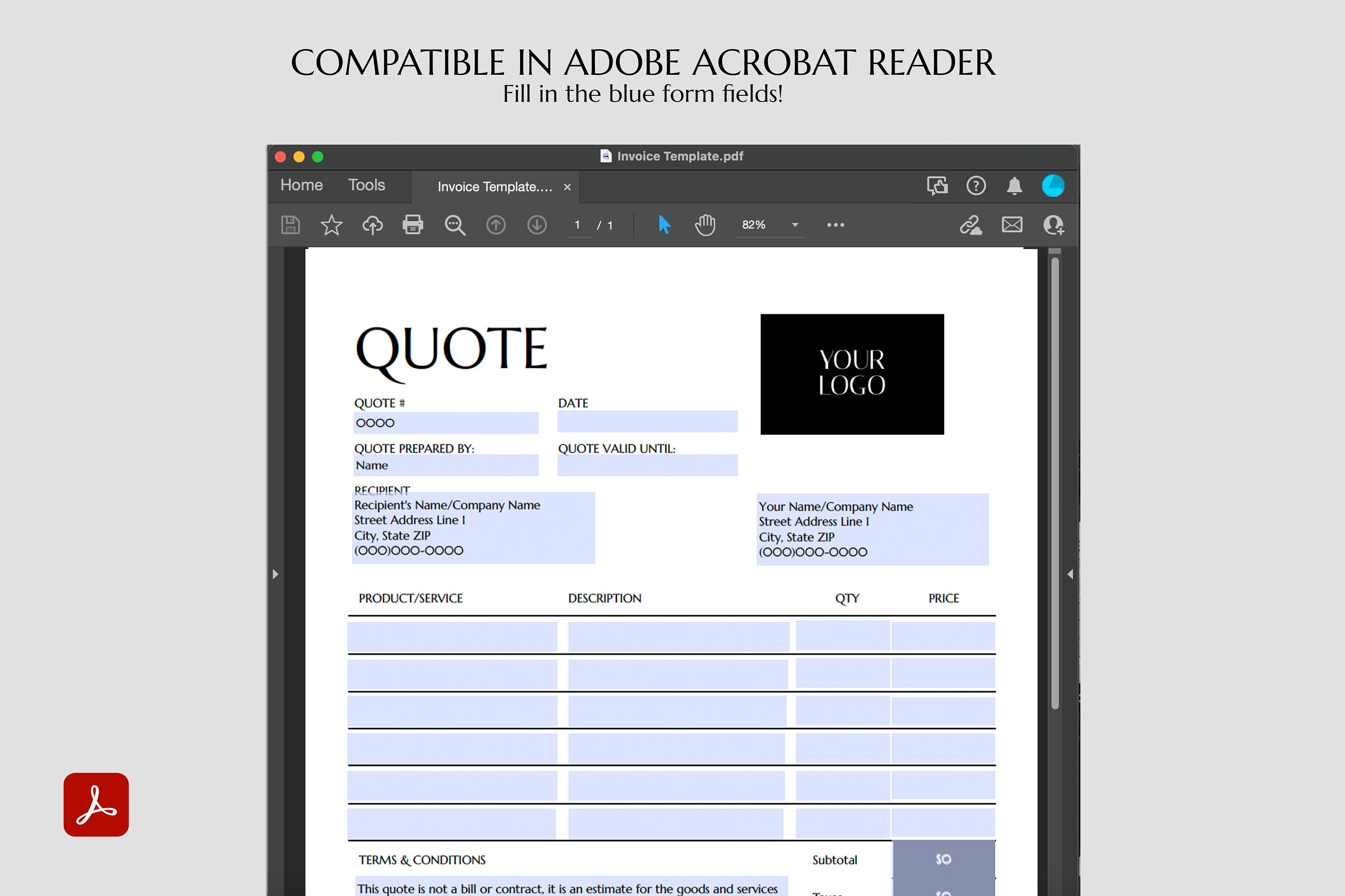 Quote Template for Word Google Docs Acrobat Reader Etsy Quote Template for Word Google Docs Acrobat Reader Etsy