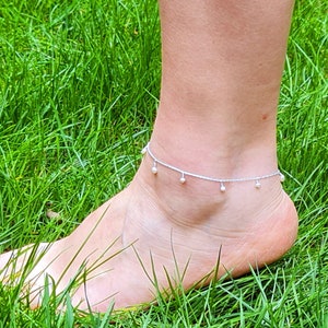 Handmade Sterling Silver Pearl Anklet: Dainty Freshwater Jewelry