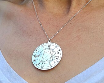 Personalized Zodiac Birth Chart 925 Sterling Silver Necklace