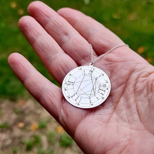 Custom Silver Zodiac Birth Chart Necklace, Unique Birthday Gift, Unisex Jewelry for All