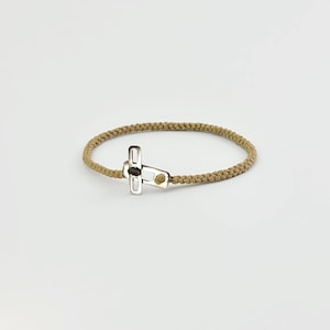 Men&#39;s Handmade Cord Bracelet with 925 Silver Closure, Two Colour Bracelet, Gift for Teacher.