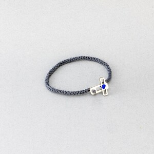Gray Cord Men&#39;s Bracelet with 925 Silver Closure, Everyday Bracelet, Gift for Boyfriend