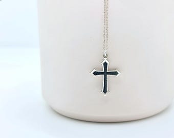 Tiny 925 Silver Cross Necklace: Minimalist Religious Jewelry Gift
