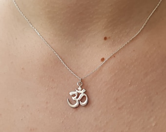 Handmade Mini Sterling Silver Yoga Om Necklace, Spiritual Jewelry Gift, Minimalist Yoga Necklace, Yoga Symbol Jewelry