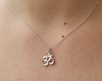 Handmade Mini Sterling Silver Yoga Om Necklace, Spiritual Jewelry Gift, Minimalist Yoga Necklace, Yoga Symbol Jewelry