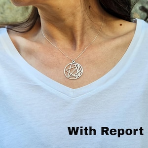 Unique Birth Chart Aspects Necklace Silver, Stylized Horoscope Chart Pendant, Natal Chart Necklace & Report, Personalized Jewelry Gift
