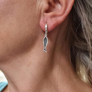 Sterling Silver Fish Dangle Earrings: Ocean Lover Jewelry