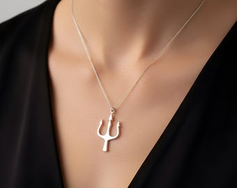 925 Silver Neptune Poseidon Trident Necklace