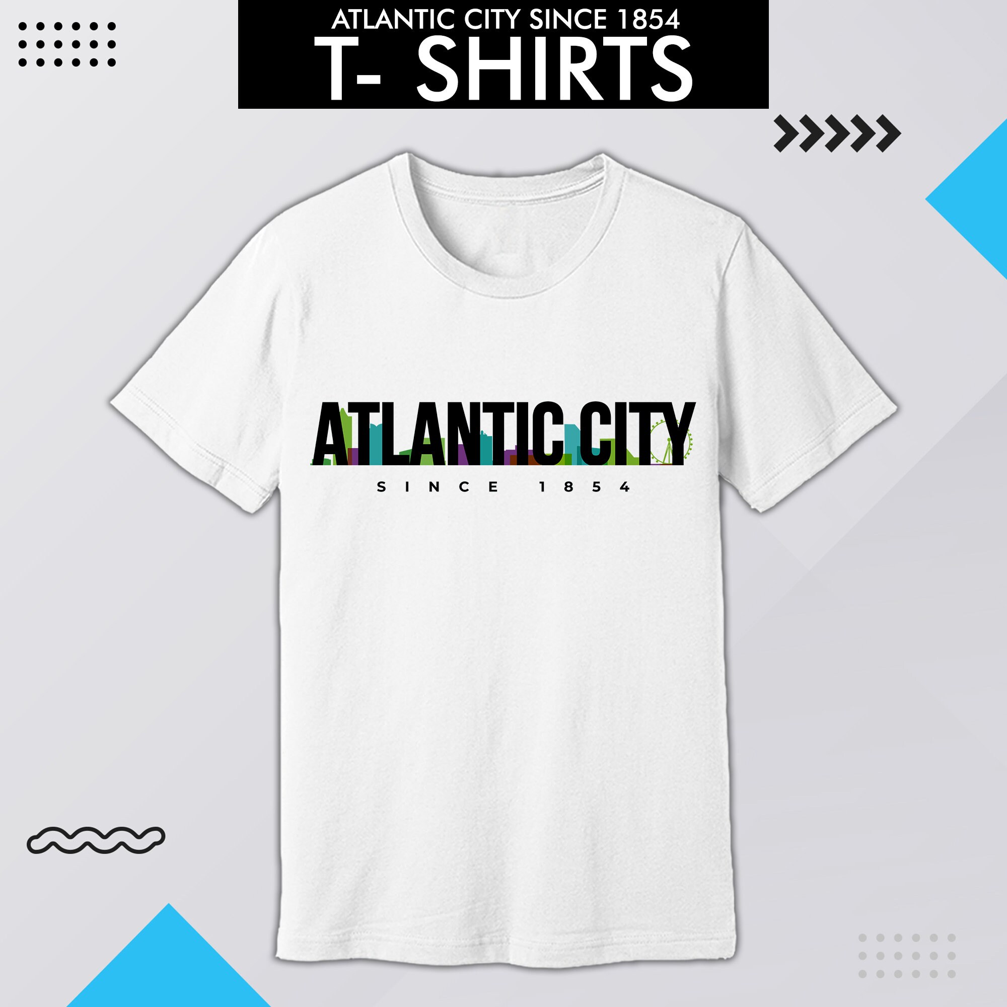 Atlantic City T-shirt Artwork Graphic Men Unisex Tee Los 