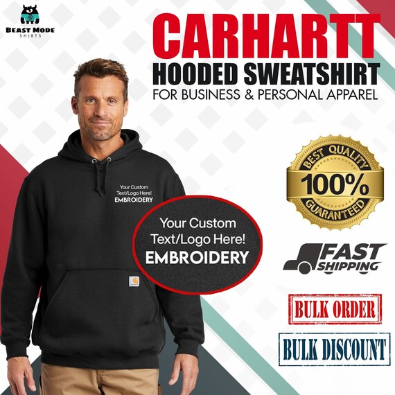 Carhartt Embroidered Hooded Sweatshirt Custom Design Men - Etsy Canada