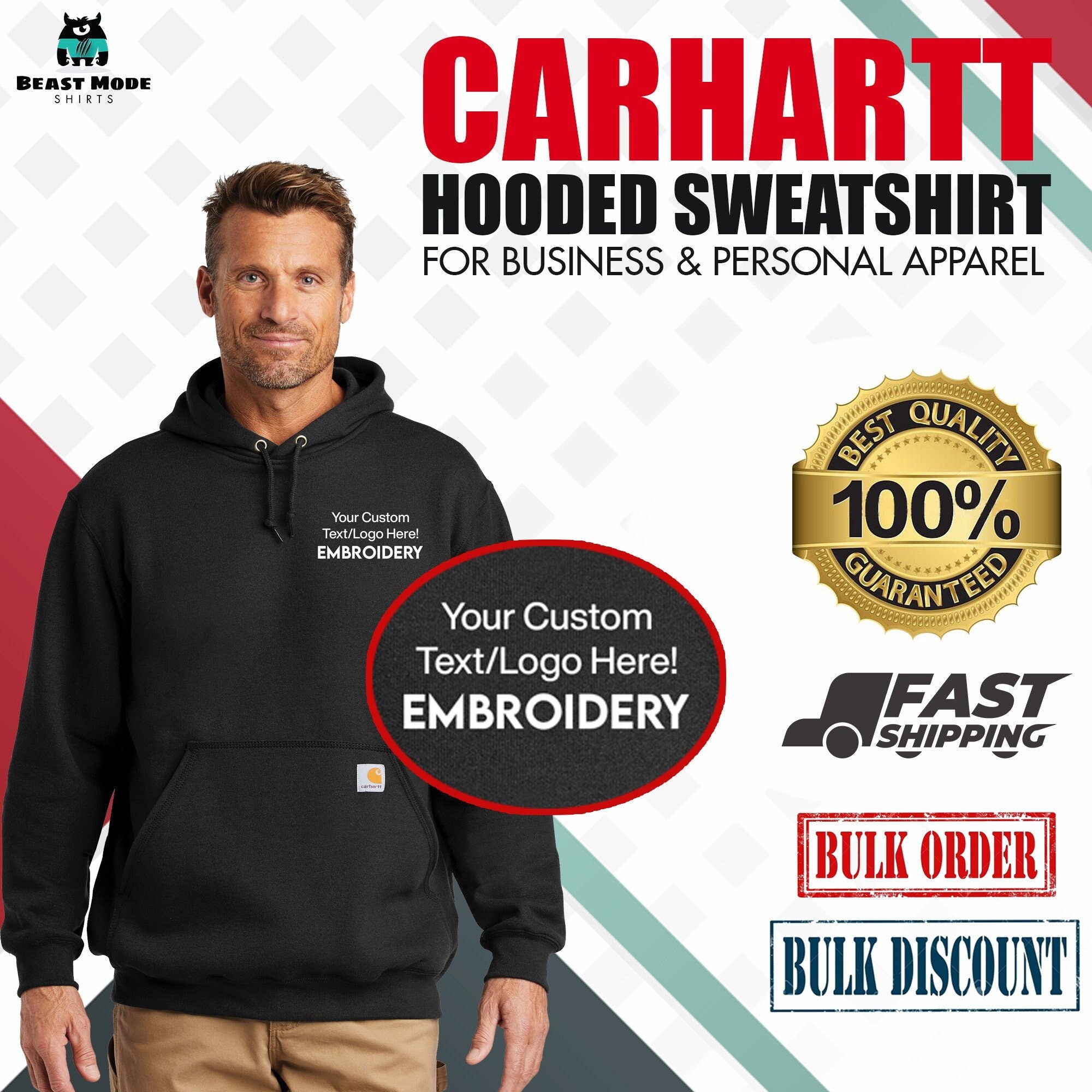 Carhartt Embroidered Hooded Sweatshirt Custom Design Men - Etsy Canada
