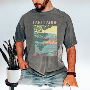 Retro LAKE TAHOE T-Shirt,  Unisex Travel Shirt for Men or Women, Retro Shirt Gift for Him or Her