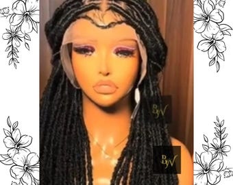 Distressed Passion Twist Faux Locs Wig Full Lace | Goddess Locs Lace Front Wig | Long Faux Dreadlock Blackwomen Wig | Glueless Sister Locs