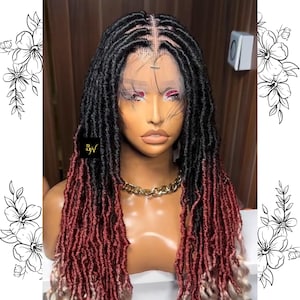 Colorful Full Lace Faux Locs Wig, Locs Boho Distressed Full Lace Passion Twist Wig, Butterfly, Sister & Goddess Locs Blackwomen Braidznwigz