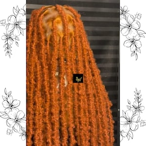 Colored Passion Twist Faux Locs Wig Braided Wig, Full Lace Butterfly Goddess Dread Loc Wig, Long Distressed Fauxlocs Blackwomen Braidznwigz