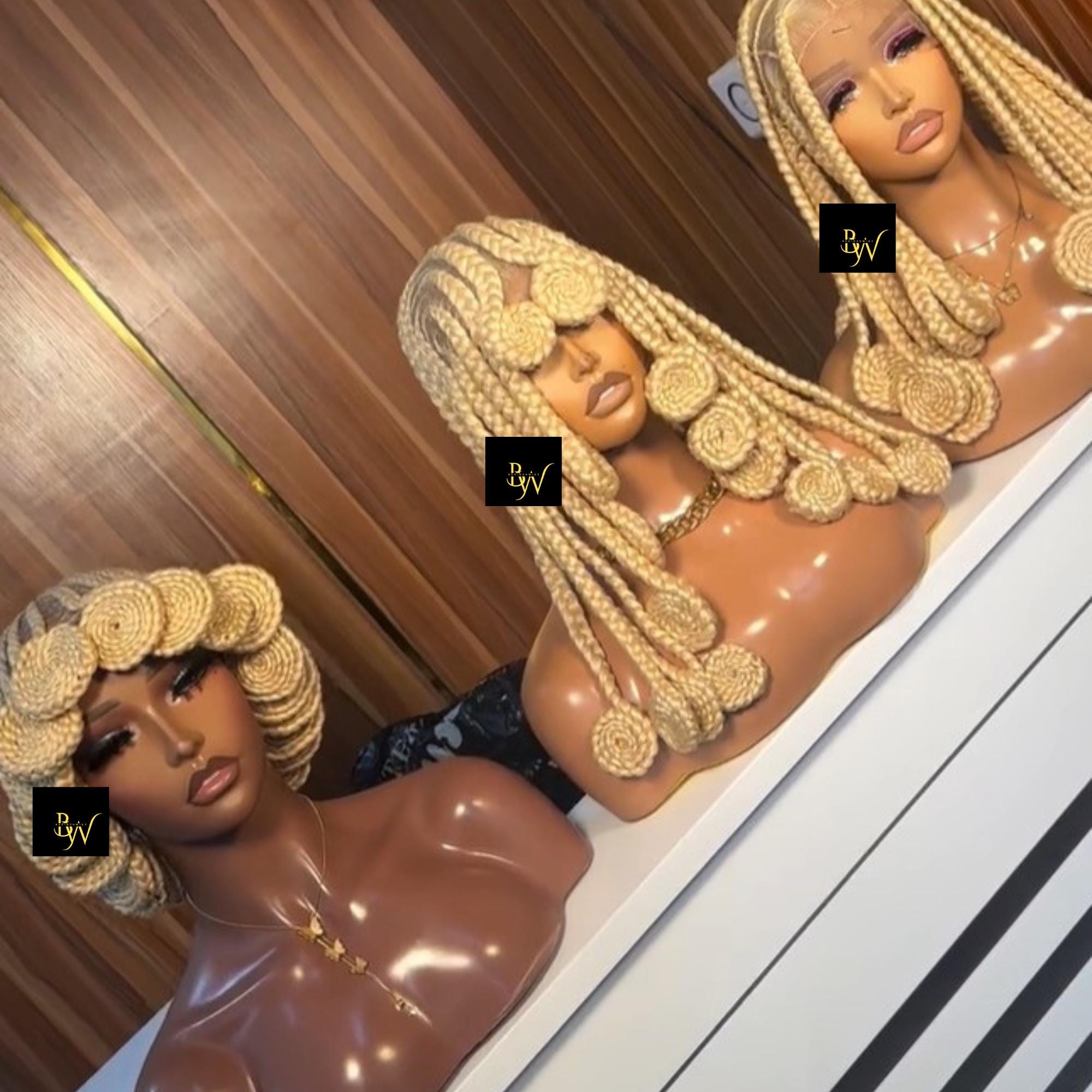 3 Combo Deal Realistic Koroba Braids Style Full Lace Braids Wig | Feed-In Cornrow Braids Wig for Black Women| African Shortbraids Koroba Wig