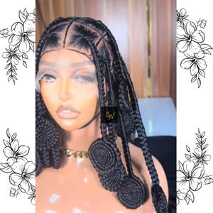 Glueless Koroba Box Braids Wig – Full Lace Knotless Braided Wig | Realistic Synthetic Short Braids Wig | 14-16&quot; Boxed Braid Lace Braidznwigz