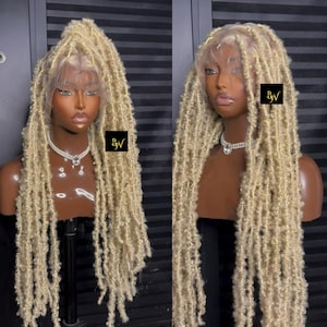 Blonde Passion Twist Faux Locs Wig Braided Wig, Full Lace Butterfly Goddess Dread Loc Wig, Long Distressed Fauxlocs Blackwomen Braidznwigz