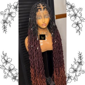 Colorful Boho Faux Locs Wig – Full Lace Passion Twist Wig, Long Butterfly Locs Braided Wig, Glueless Lace Front Locs Blackwomen Braids Wig