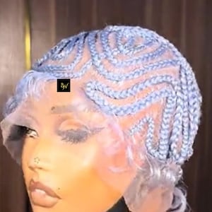 Short Full Lace Lightweight Senegalese Braids Wig | Glueless Synthetic Cornrow BlackWomen Wig | Colorful Feed-In BraidedWig | Braids UK Wig