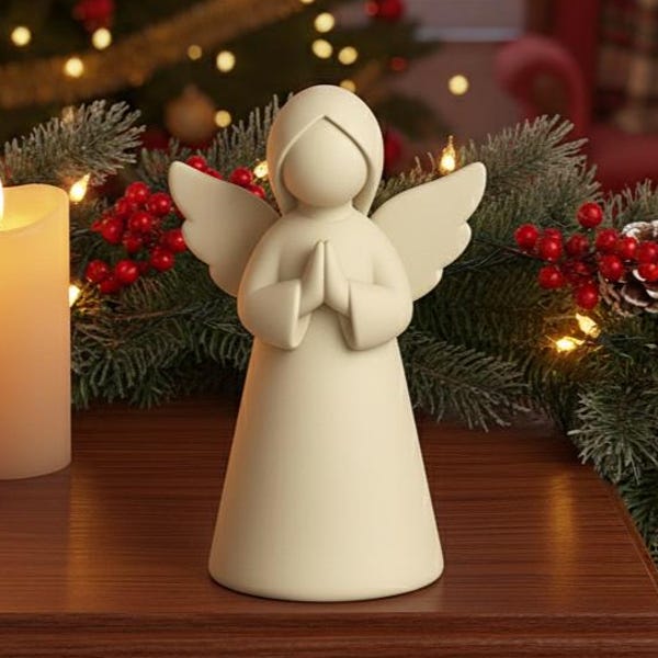 Christmas Angel STL File | Praying Angel 3D Model | Minimalist Geometric Angel Statue | Holiday Home Decor | 3D Print File | Digital Stl