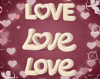 LOVE Word STL File Set | 3D Printable Love Decor | Modern Love Sculpture STL | Valentine Home Decor | 3D Valentine's Day Printer Stl Files