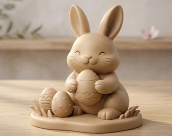3D Printable Easter Bunny with Eggs Diorama STL File  | Cute Rabbit Sculpture for 3D Printing | Spring Table Decor (Digital Download)
