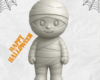 Adorable momia infantil (archivo STL para impresión 3D) / Modelo imprimible en 3D / Figura de Halloween de pie / Diseño minimalista divertido / Descarga digital