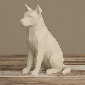 Low Poly Dog STL File | Geometric Dog 3D Model | Christmas Gift for Dog Lovers | Modern Polygon Animal Statue | 3D Print Decor | Digital