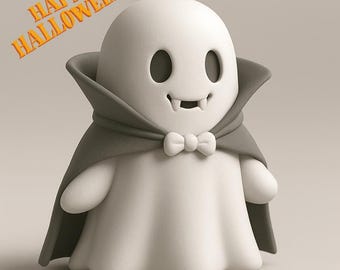 Cute Vampire Ghost STL File | 3D Printable Halloween Figurine | Spooky Ghost with Cape | Digital Download for Halloween Decor