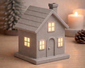 Nordic Tealight House STL File | Christmas Village House Decor | Cozy LED Candle Display | 3D Printable Holiday Decor