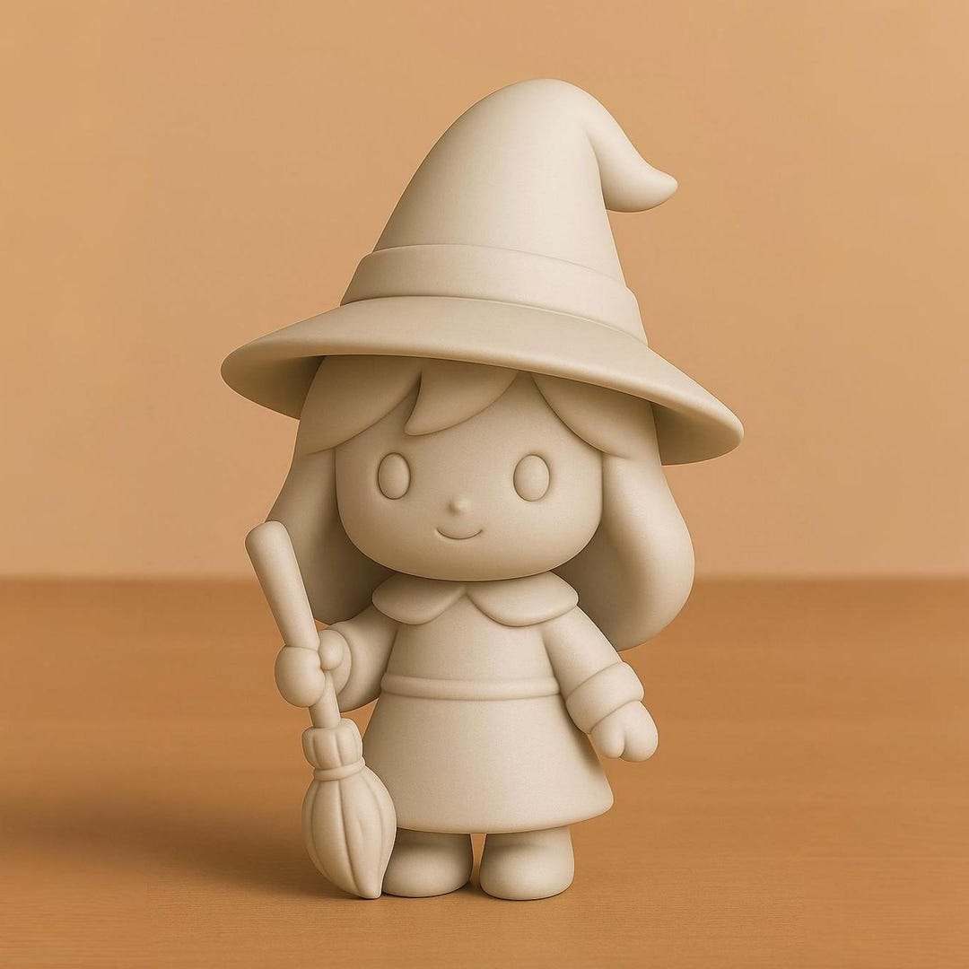 Cute Witch Figurine STL File | 3D Printable Halloween Model File ...