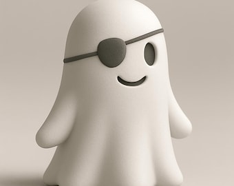 Pirate Ghost 3D Print STL File | Halloween 3D Print Digital Download | Cute Spooky Ghost Figurine | 3D Printable Halloween Model