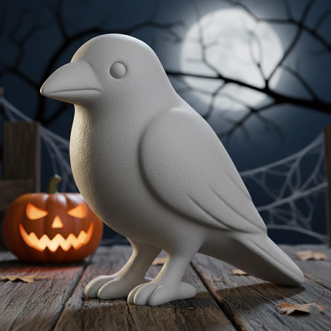 Halloween Raven Crow STL File | 3D Print Gothic Bird Figurine | Spooky ...