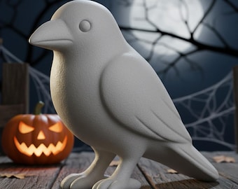 Fichier STL corbeau corbeau d'Halloween | Figurine d'oiseau gothique imprimée en 3D | Décoration d'Halloween effrayante à télécharger pour la présentation d'une maison hantée