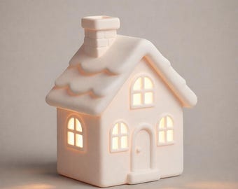 Warm Glow Snowy Tealight House STL File | Nordic Christmas Village Decor | Cozy LED Light Effect | 3D Printable Holiday Home